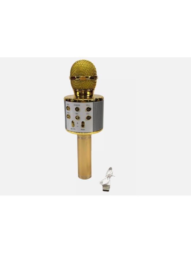 Wireless Bluetooth Karaoke Microphone Mic Speaker Fits All Smartphone Gold - Image 1