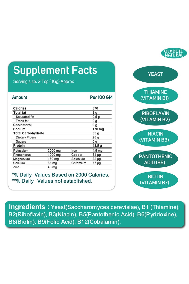 أولادول ناتشورال رقائق الخميرة الغذائية - 142 جرام غنية بفيتامينات ب والبروتين والألياف، وتدعم المناعة - Image 3