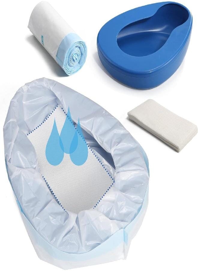 ONEDONE ONEDONE Bed Pan Set with 20 Pack Disposable Liners and Super Absorbent Pads -Heavy Duty Bedpan for Elderly Women and Men  - Image 1