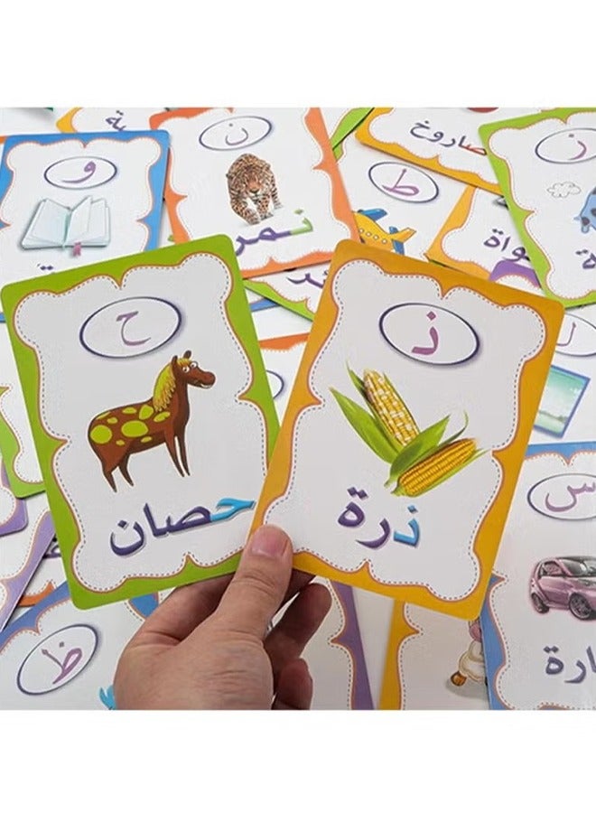 Arabic Alphabet Flashcards 28 Pcs Colorful Early Word Education Toys Learning Resource Interactive Set with Marker Pen for Kids Practicing, Writing (Arabic) - Image 5