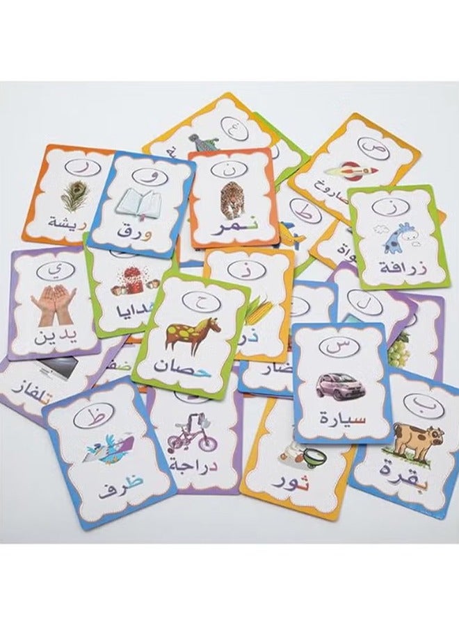 Arabic Alphabet Flashcards 28 Pcs Colorful Early Word Education Toys Learning Resource Interactive Set with Marker Pen for Kids Practicing, Writing (Arabic) - Image 2