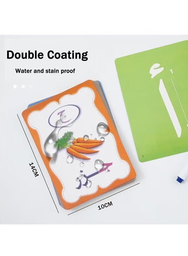 Arabic Alphabet Flashcards 28 Pcs Colorful Early Word Education Toys Learning Resource Interactive Set with Marker Pen for Kids Practicing, Writing (Arabic) - Image 4