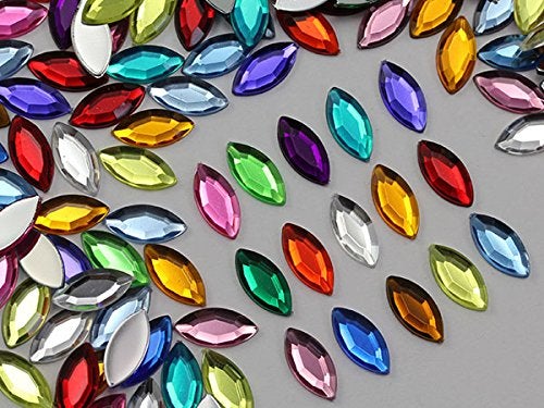Allstarco 15x7mm Brown Smokey Topaz .SZ Navette Flat Back Acrylic Rhinestones Marquise Gems for Crafts Horse Eye Costume Embelishments Card Making Jewels Jewelry Making Cosplay Jewels 40 Pieces - Image 5