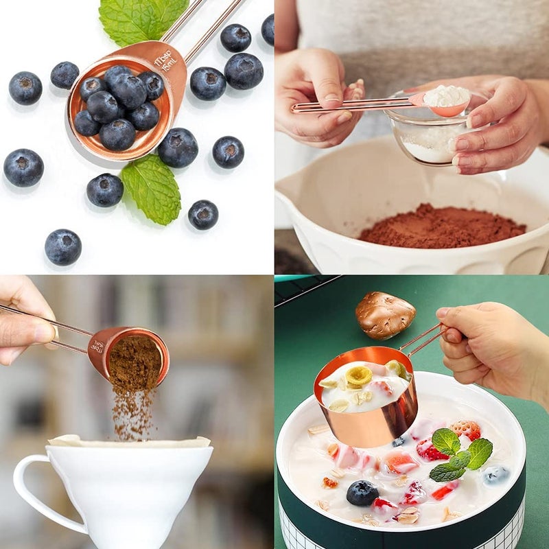 Stainless Steel Measuring Spoon Set, 4-Piece Metal Measuring Spoons with Ring, Accurate Measuring Tools for Baking, Cooking, Coffee, Tea, Spices, Seasonings and Ingredients - Image 3