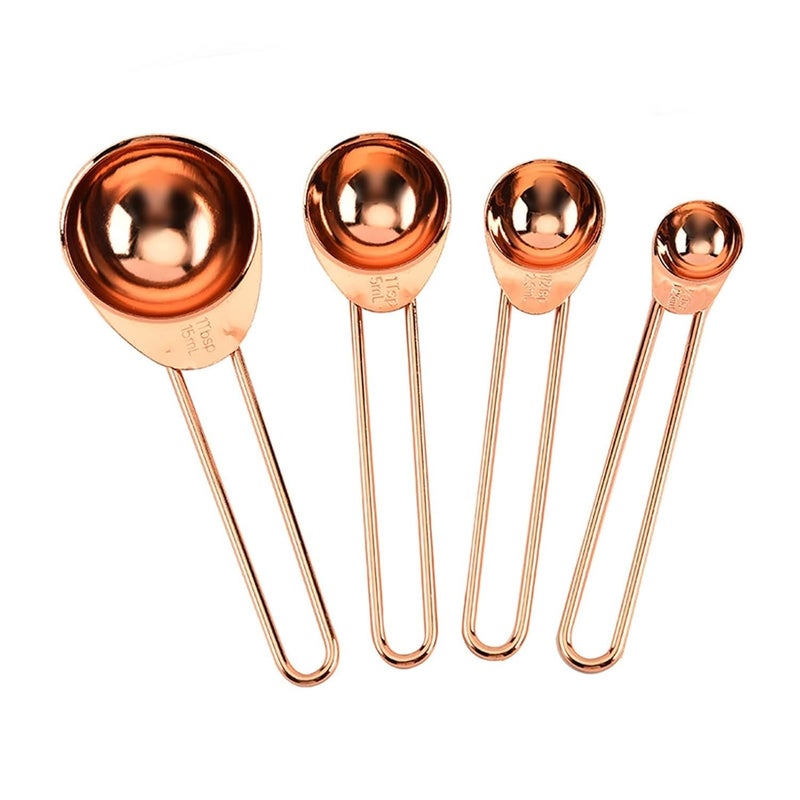 Stainless Steel Measuring Spoon Set, 4-Piece Metal Measuring Spoons with Ring, Accurate Measuring Tools for Baking, Cooking, Coffee, Tea, Spices, Seasonings and Ingredients - Image 2