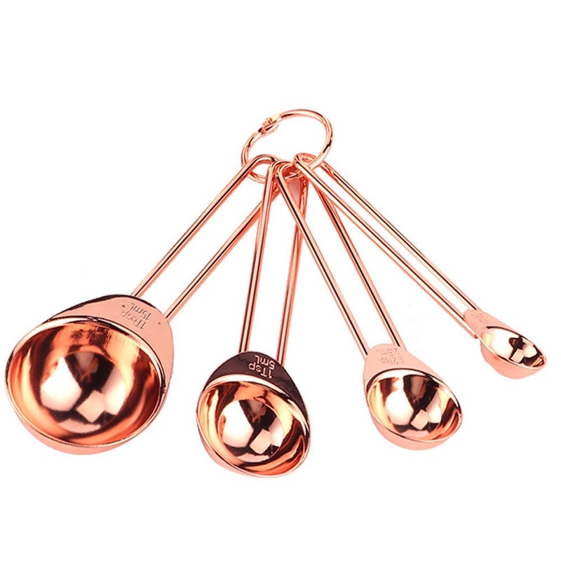 Stainless Steel Measuring Spoon Set, 4-Piece Metal Measuring Spoons with Ring, Accurate Measuring Tools for Baking, Cooking, Coffee, Tea, Spices, Seasonings and Ingredients - Image 4