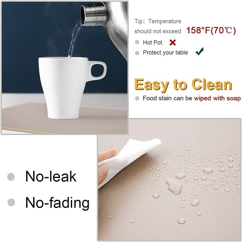 Maharsh Leather Placemats for Dining Table, Waterproof Heat Resistant Easy to Clean Non-Slip Wipeable PU Leather Place Mats Indoor, Washable Kitchen Table Mats (Champagne, 4) - Image 4