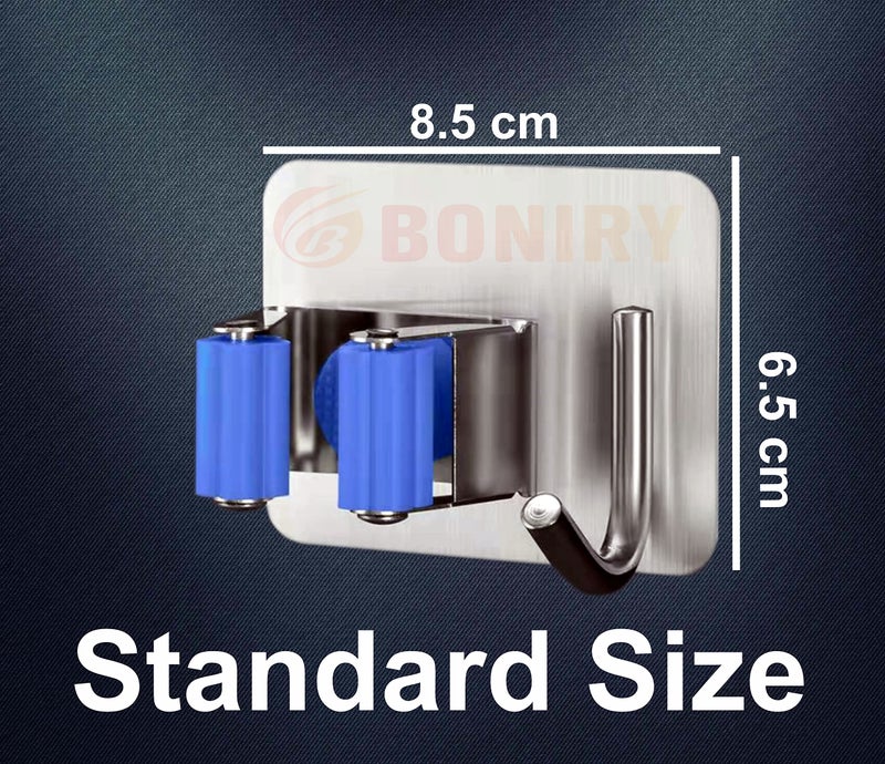 Boniry Broom and Mop Holder Wall Mounted self Adhesive, 304 Metal Stainless Steel Broom Organizers and Storage, Utility Storage Rack Heavy Tools Hanger for Bathroom Kitchen Office Closet (Blue 3) - Image 4
