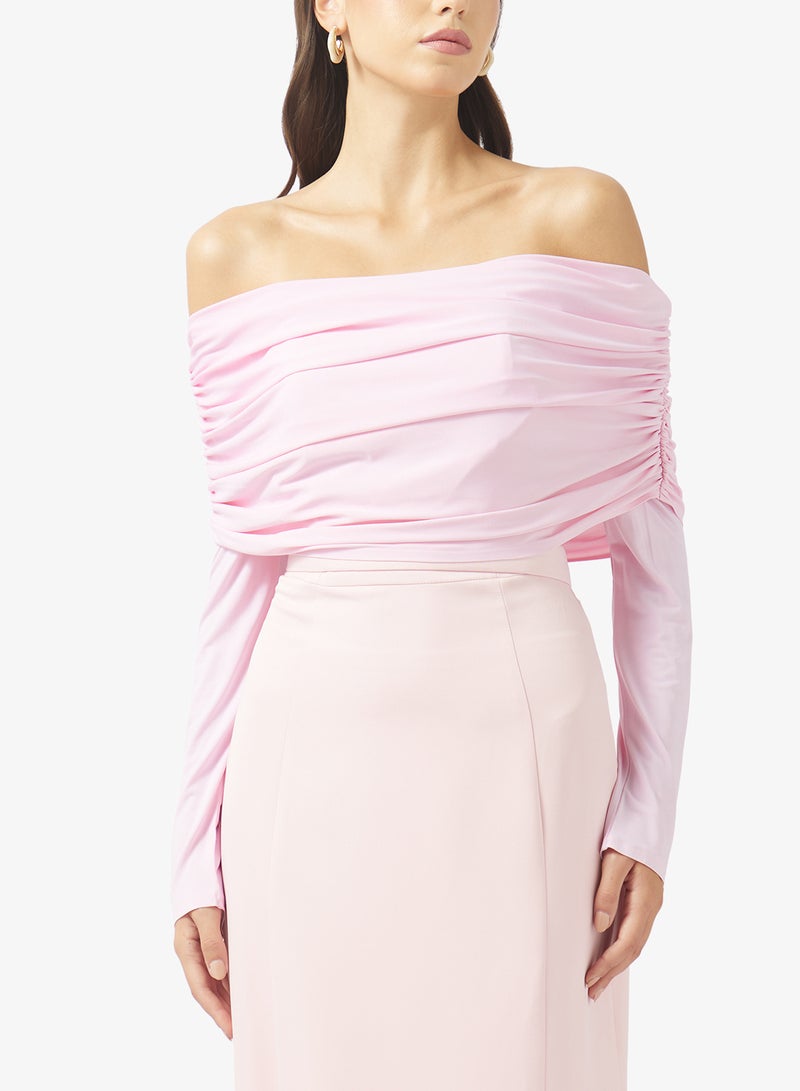 Namshi x Off Shoulder Draped Mermaid Gown - Image 3