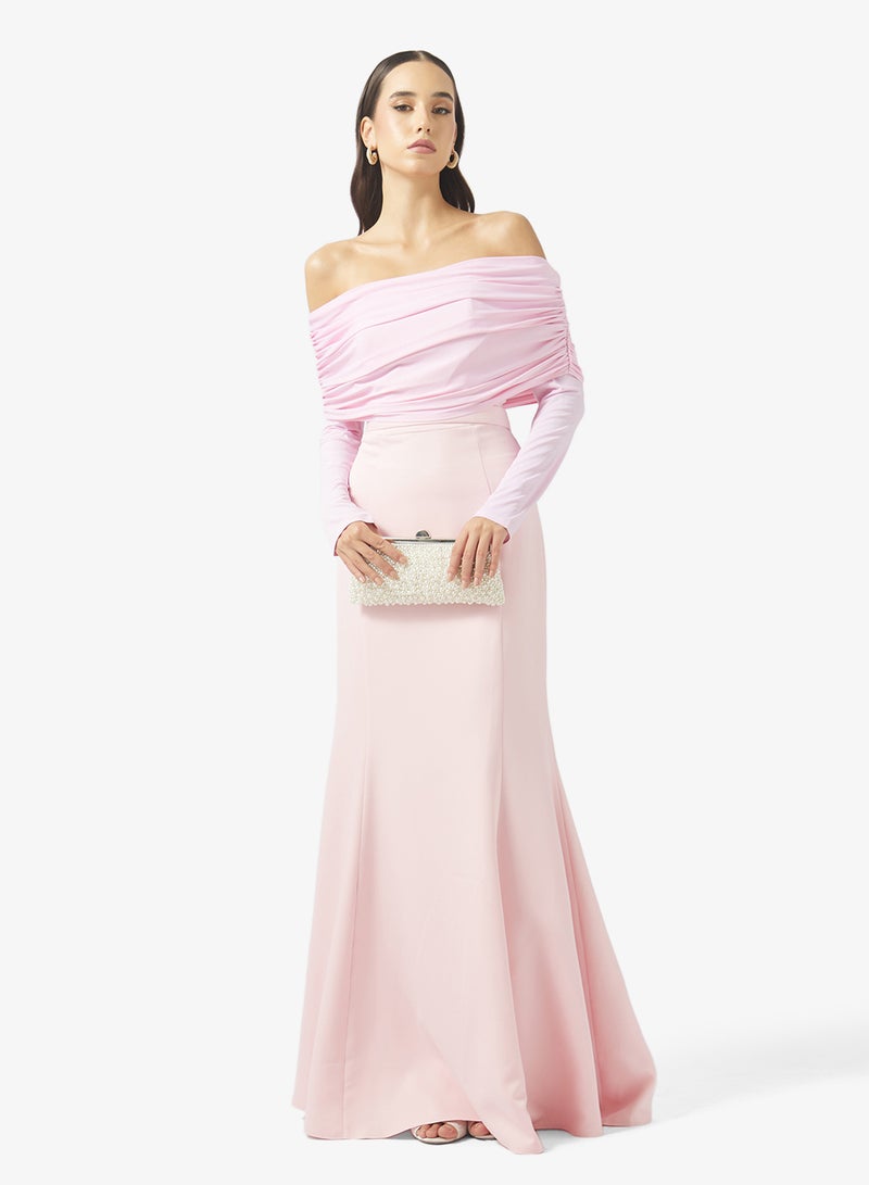 Namshi x Off Shoulder Draped Mermaid Gown - Image 4