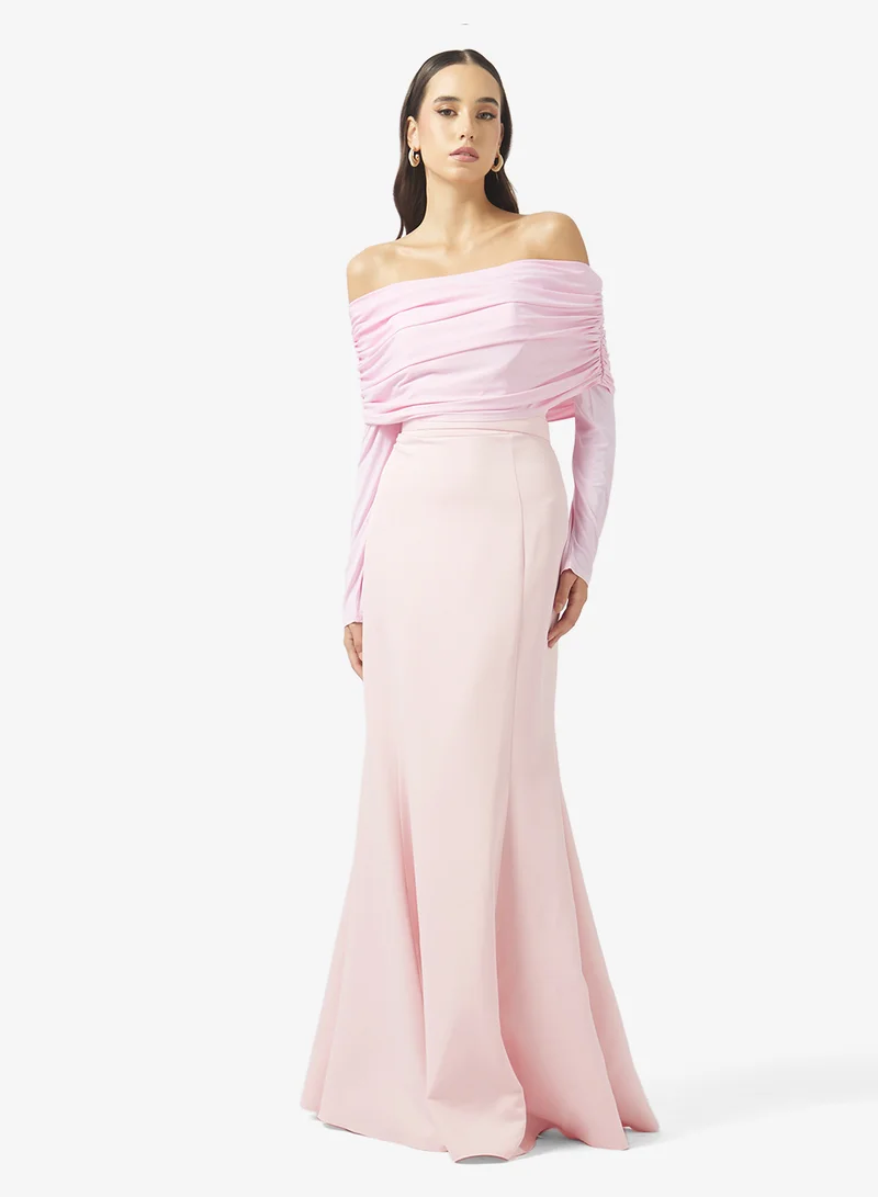 Off Shoulder Draped Mermaid Gown