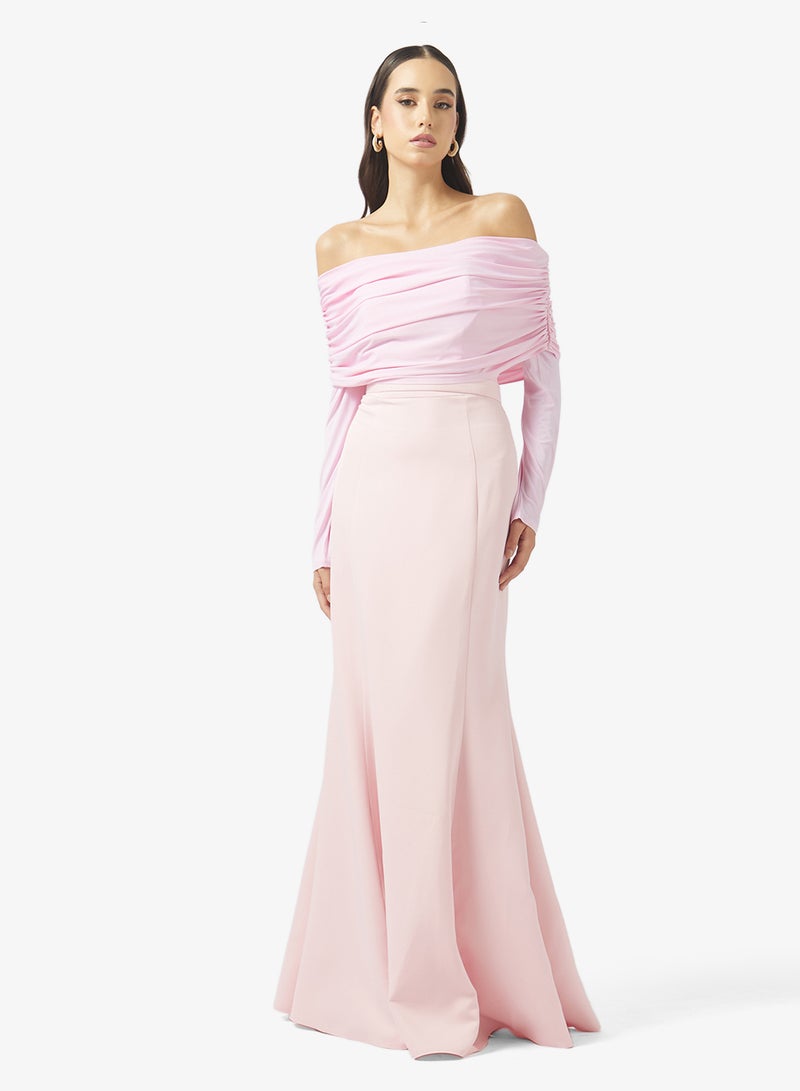 Namshi x Off Shoulder Draped Mermaid Gown - Image 1