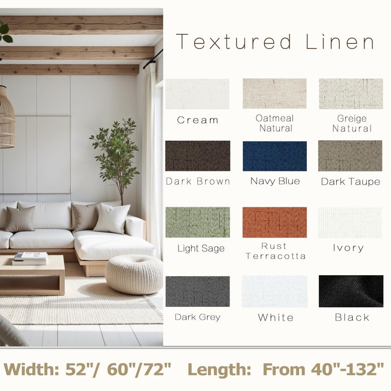 KOUFALL French Country Curtains for Living Room, Farmhouse Style Blackout Rustic Linen Lined Insulated Curtains for Bedroom Sliding Door, Tan, 96 Inches Long - Image 2