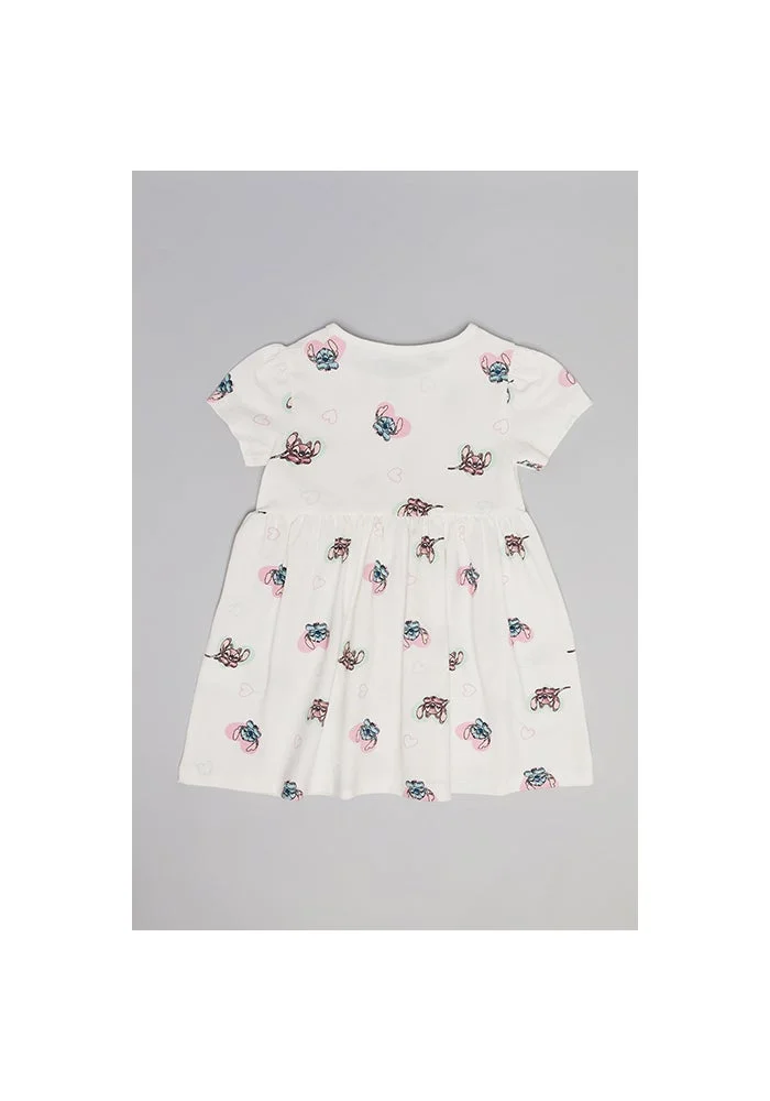 أر أند بي Angel & Stitch Print Fit & Flare Dress with Puff Sleeves
