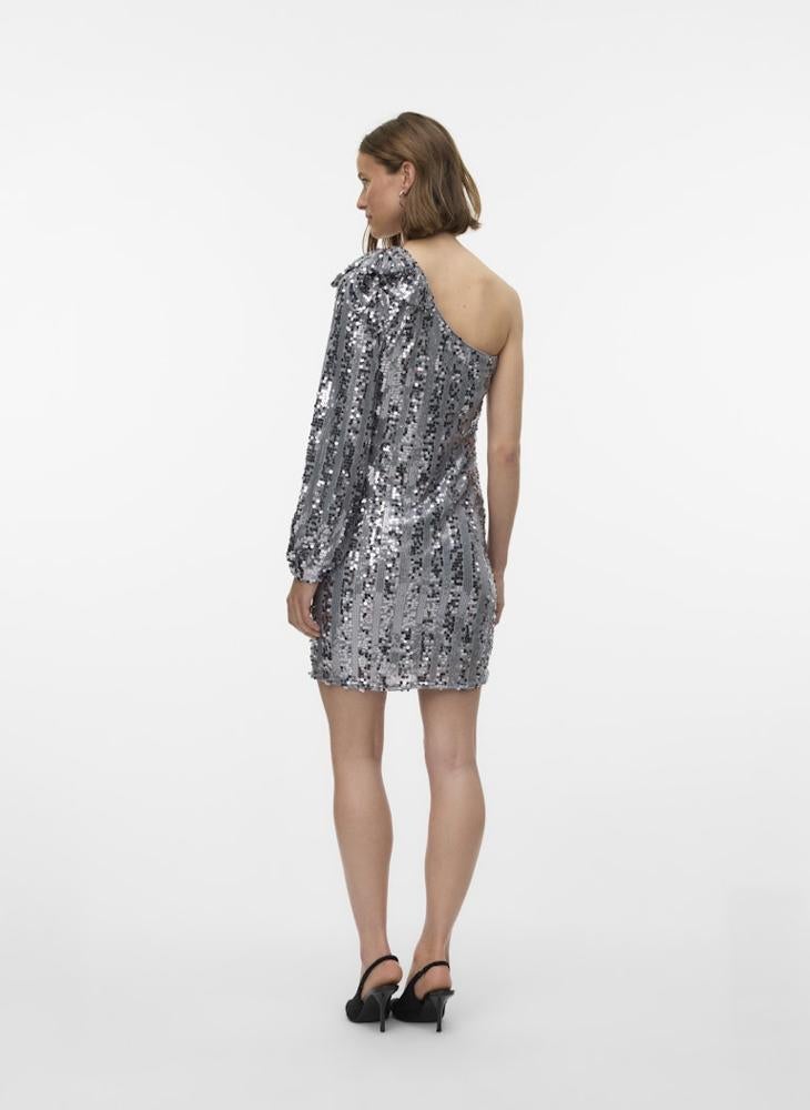 فيرو مودا فستان قصير بكتف واحد وترتر - Image 2