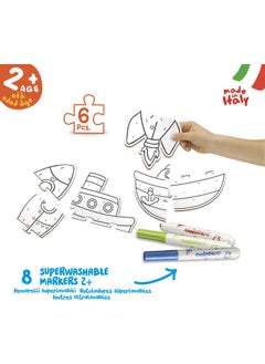 carioca Paintable Baby Puzzle Vehicles +2 Years (8 Pieces Baby Felt) 6 Pieces  - Image 2