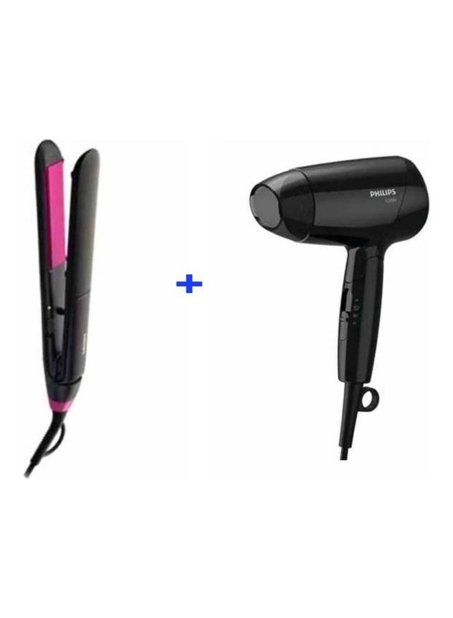 Philips Essential Thermo-Protect Hair Straightener And Hair Dryer Black/Pink - Image 1
