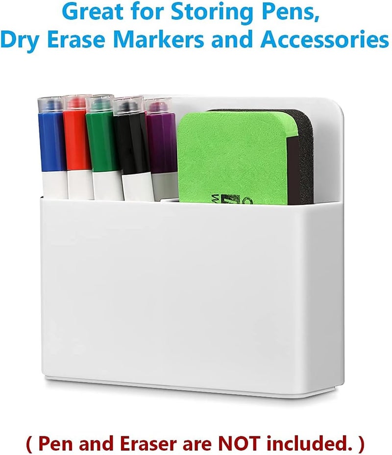 KASTWAVE Magnetic Dry Erase Marker Holder, Pen And Eraser Holder For Whiteboard, Magnet Pencil Cup Storage Organizer For School, Office, Home, Fridge, Locker And Metal Cabinets, White - Image 3