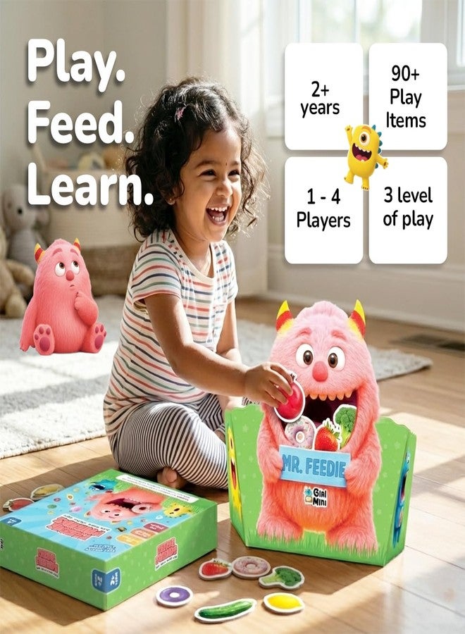 GiniMini Feedie Friends Educational Feeding Game for Toddlers 2-4 Years | Cooperative Learning Toy for Colors, Shapes & Counting | Screen-Free Preschool Gift - Image 3