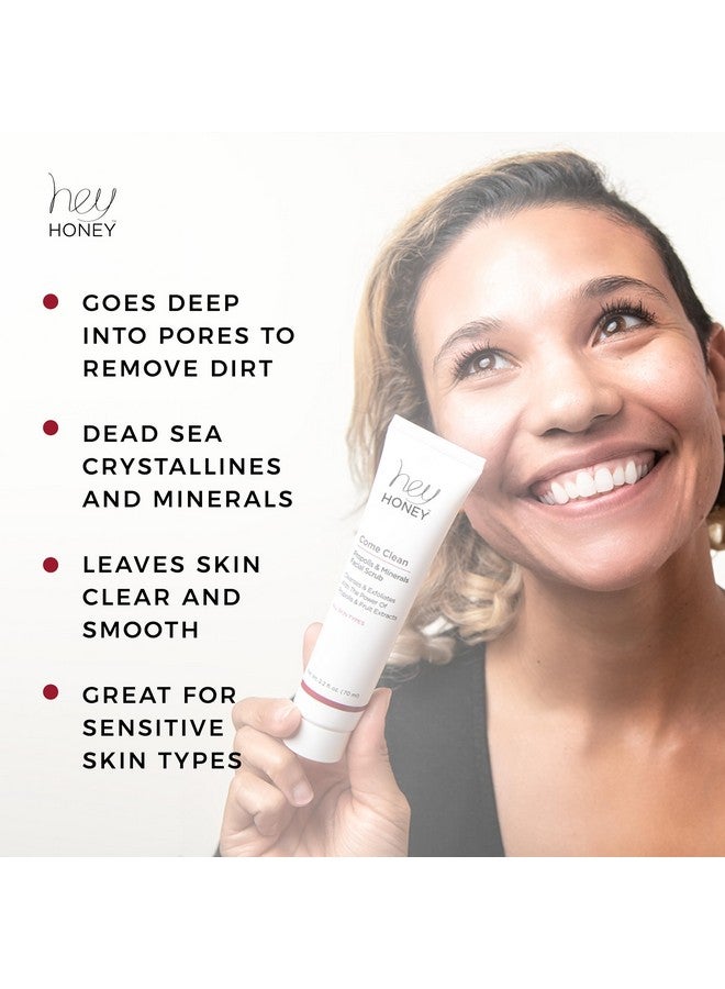 Hey Honey Skincare Propolis and Dead Sea Salt Microdermabrasion Facial Scrub For Sensitive Skin | Non-Abrasive Exfoliating Aimed Brighten Acne Scars, Remove Blackheads & Dead Skin Cells | 2.2 oz - Image 2