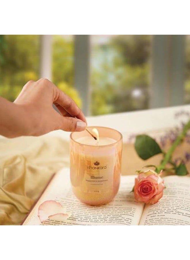 Shankara Illume Candle - Peppermint & Sandalwood | Luxury Fragrance Candle - Aromatherappy, Relaxation, Meditation, Refresh or Rejuvinate, Gifting | Burn time 35-40 hrs (270 gm) - Image 2