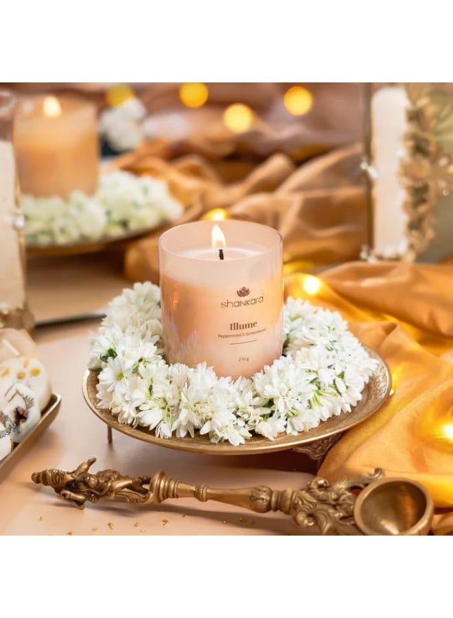 Shankara Illume Candle - Peppermint & Sandalwood | Luxury Fragrance Candle - Aromatherappy, Relaxation, Meditation, Refresh or Rejuvinate, Gifting | Burn time 35-40 hrs (270 gm) - Image 1