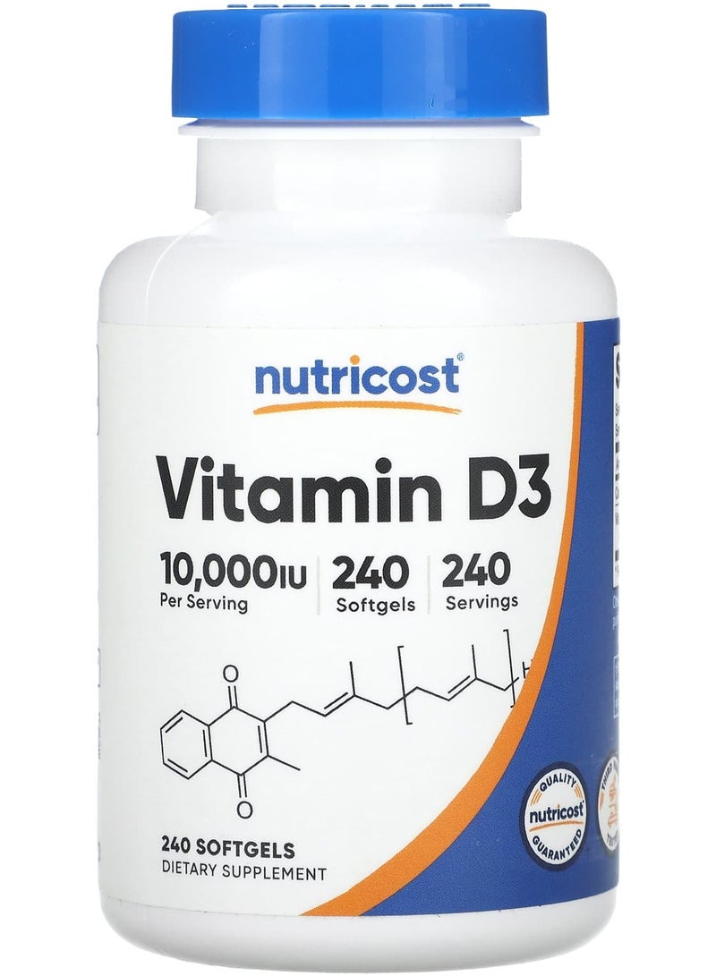 Nutricost Vitamin D3, 10,000 IU, 240 Softgels