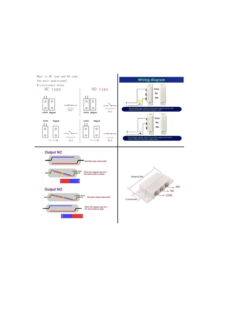 Generic - Magnetic Reed Switch Normally Open Closed NC & NO Door Alarm Window Security Contact Sensor Relay Industrial Electrical Equipment (Pack of 2) - Image 1