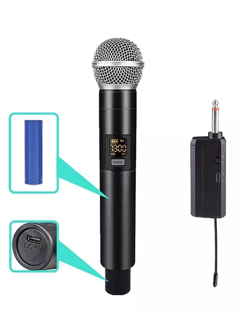 2pc Wireless Microphone UHF Dual Portable Handheld Dynamic Karaoke Mic With Rechargeable Receiver Cordless Karaoke System - Image 2