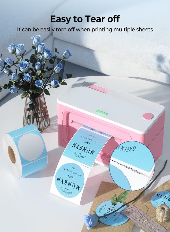 MUNBYN 2 Inch Blue Circle Thermal Sticker Labels, Self-Adhesive Round Direct Thermal Labels for Logo Design, QR Code, Inventory, 750 Sheets/1 Roll - Image 3