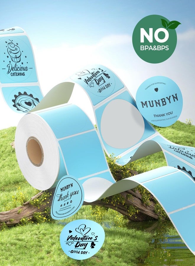 MUNBYN 2 Inch Blue Circle Thermal Sticker Labels, Self-Adhesive Round Direct Thermal Labels for Logo Design, QR Code, Inventory, 750 Sheets/1 Roll - Image 4