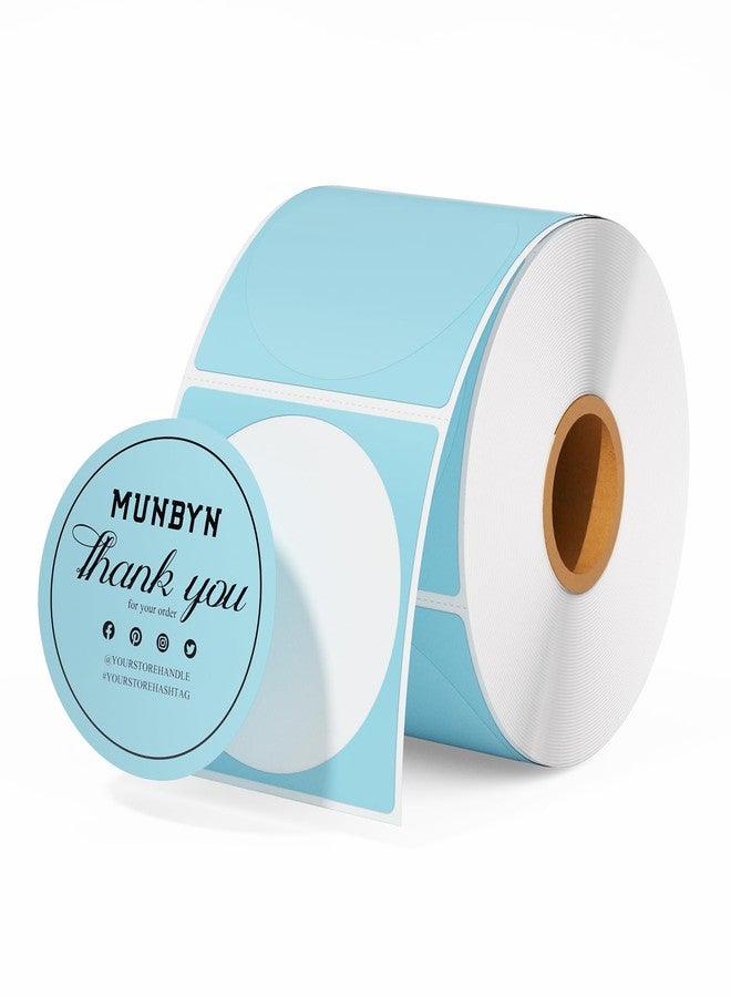 MUNBYN 2 Inch Blue Circle Thermal Sticker Labels, Self-Adhesive Round Direct Thermal Labels for Logo Design, QR Code, Inventory, 750 Sheets/1 Roll - Image 1