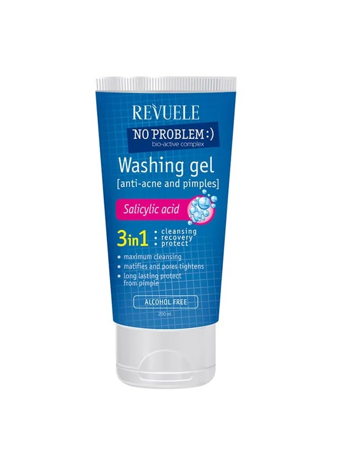 REVUELE No Problem Facial Wash Gel With Salicylic Acid Targets Spot And Pimples 3 in 1 