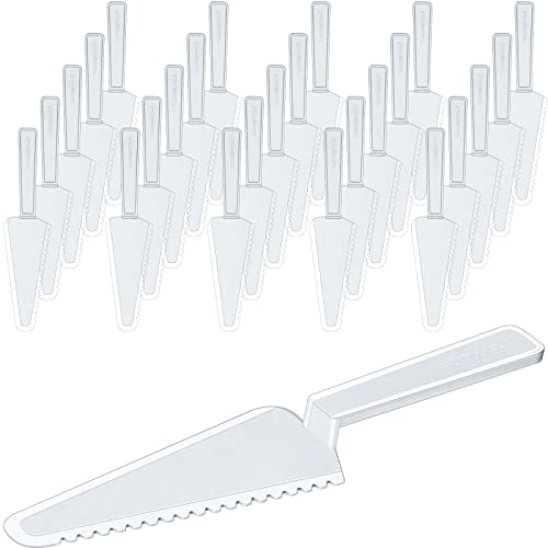 Suclain Disposable Cake Cutter 9.1 Inch Plastic Cake Server Cutting Plastic Spatula Knives Pie Pizza Pastry Slicer Serving Utensils for Kitchen Wedding(Clear,100 Pieces) - Image 1