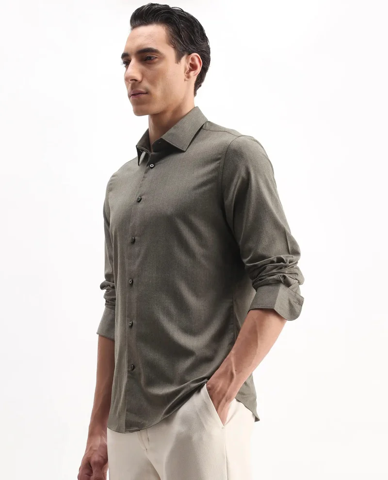 Rare Rabbit Men's Regular Fit Melange Shirt
