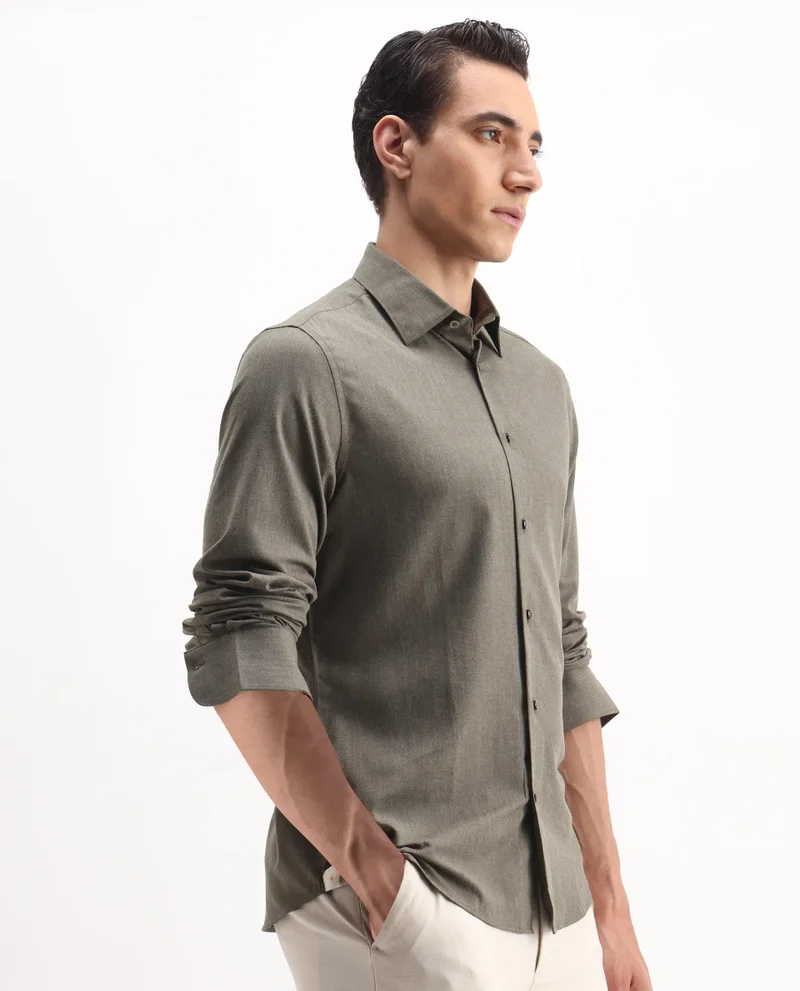 Rare Rabbit Men's Regular Fit Melange Shirt