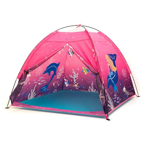 BLINWORLD Kids Play Mermaid Tent for Kids Play Tentes Foldable Pop Up Indoor Outdoor Party Playhouse Tents Toy for Boys Girls47 47 41 Pink - Image 1