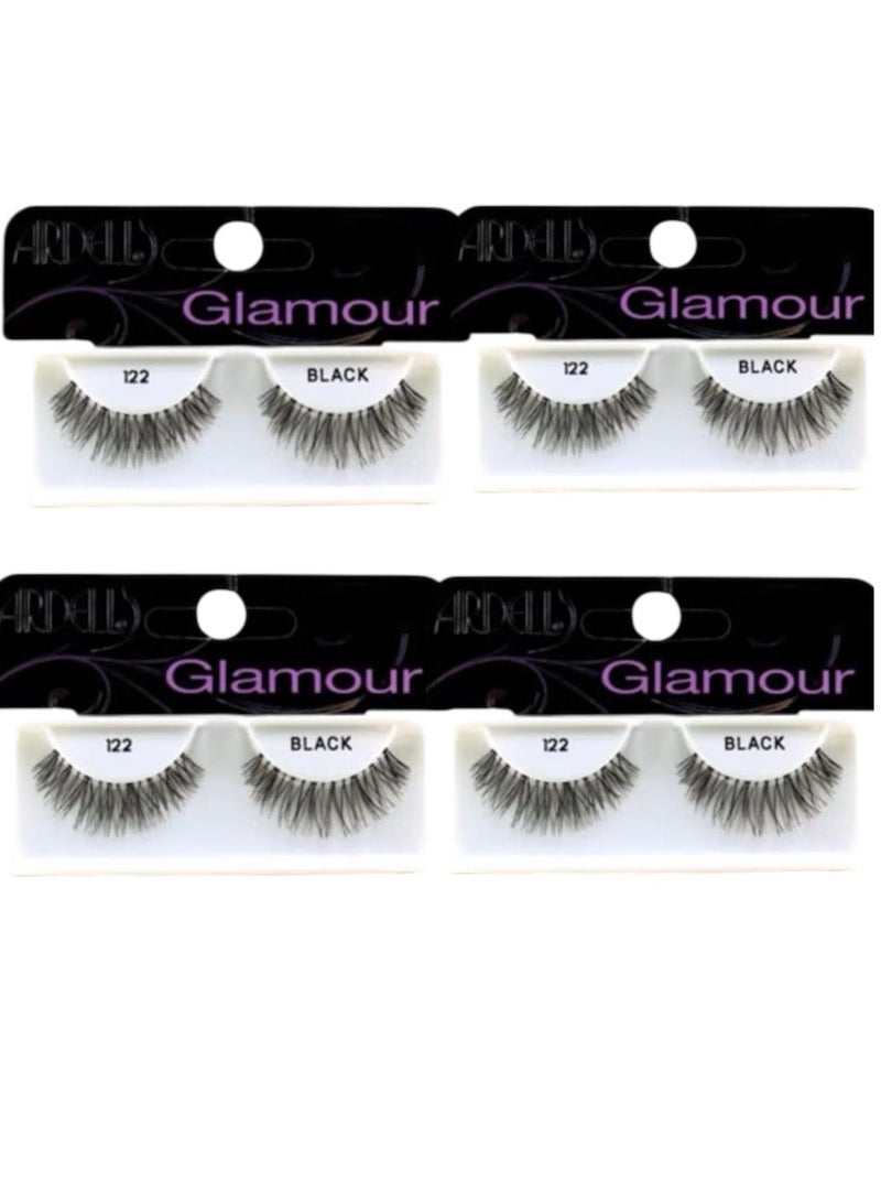 Ardell Glamor False Eyelashes Black Color 122(Pack of 4 Pairs) - Image 1