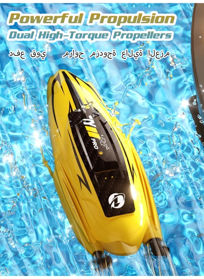 قارب سريع صغير لاسلكي يتم التحكم فيه عن بعد، يدور ويقوم بحركات بهلوانية، قارب يتم التحكم فيه عن بعد بمحرك مزدوج قوي، هدية عيد ميلاد للأطفال من سن 6 سنوات فما فوق. - Image 3