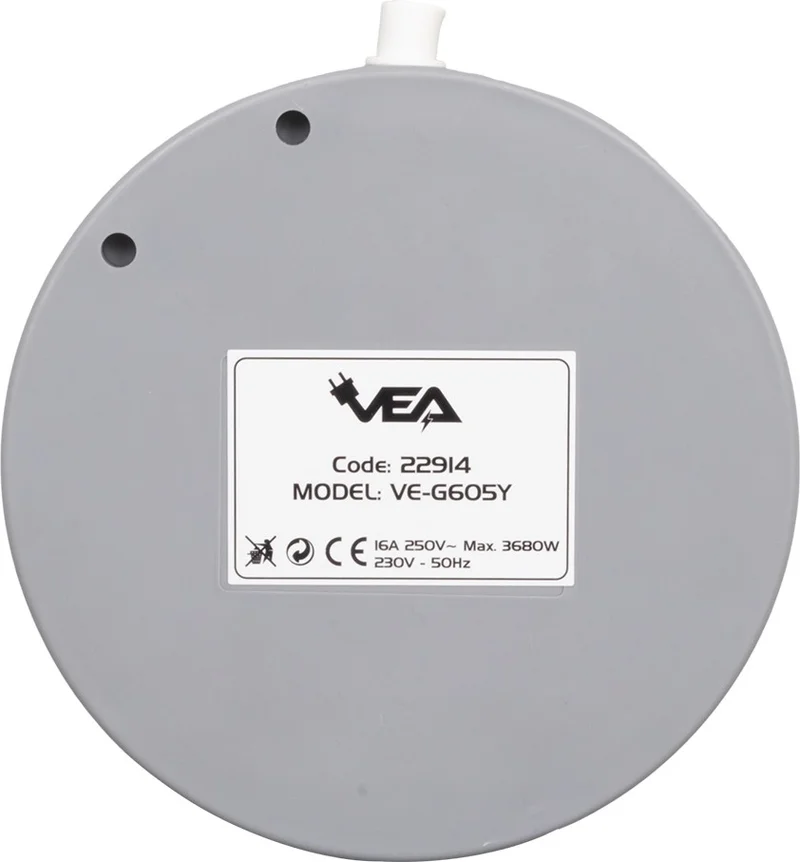 إيه واي تي Vea VE-G605Y Group of 5 Socket Extension Cable 3680 Watt 16 Ampere with Switch 1.5 Meter Cable Heat Resistant