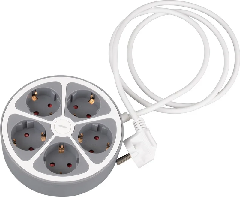 إيه واي تي Vea VE-G605Y Group of 5 Socket Extension Cable 3680 Watt 16 Ampere with Switch 1.5 Meter Cable Heat Resistant