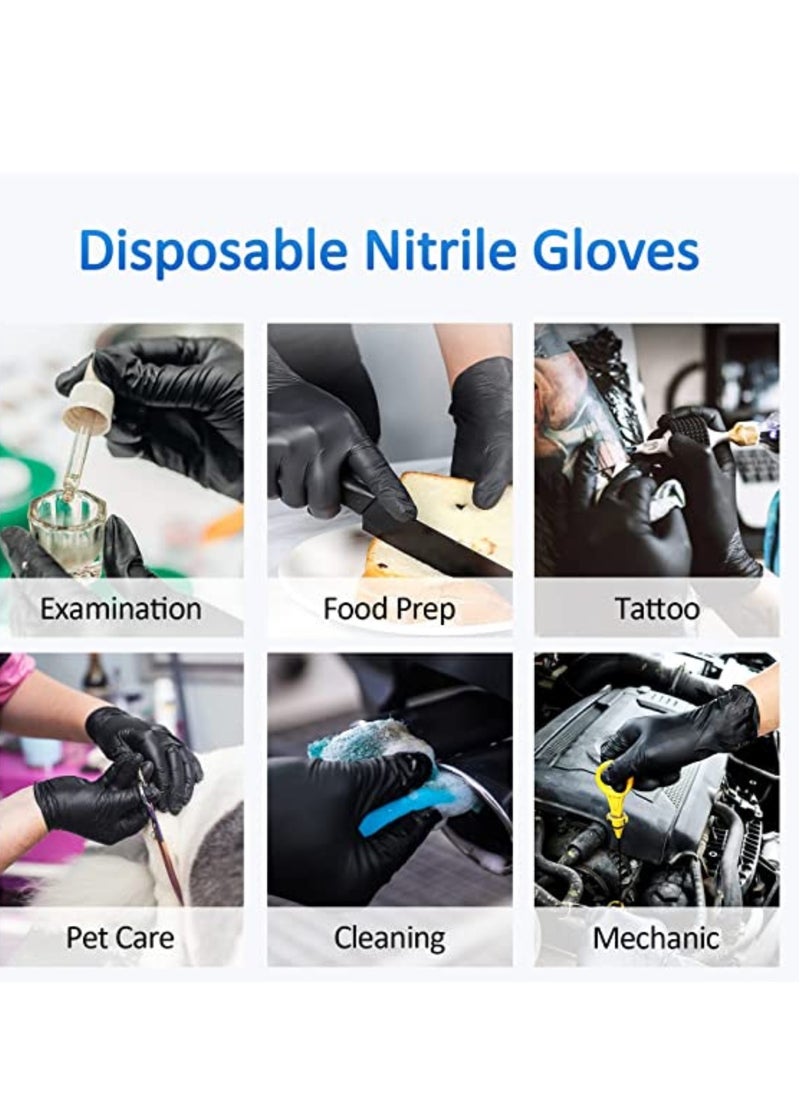 Zalcoon Zalcoon Nitrile Exam Gloves, Black, Powder Free, Latex Free, Best for Restaurant, Saloon, Kitchen, Cleaning, Food Prep (2 Pack x 100 Pieces)  - Image 2