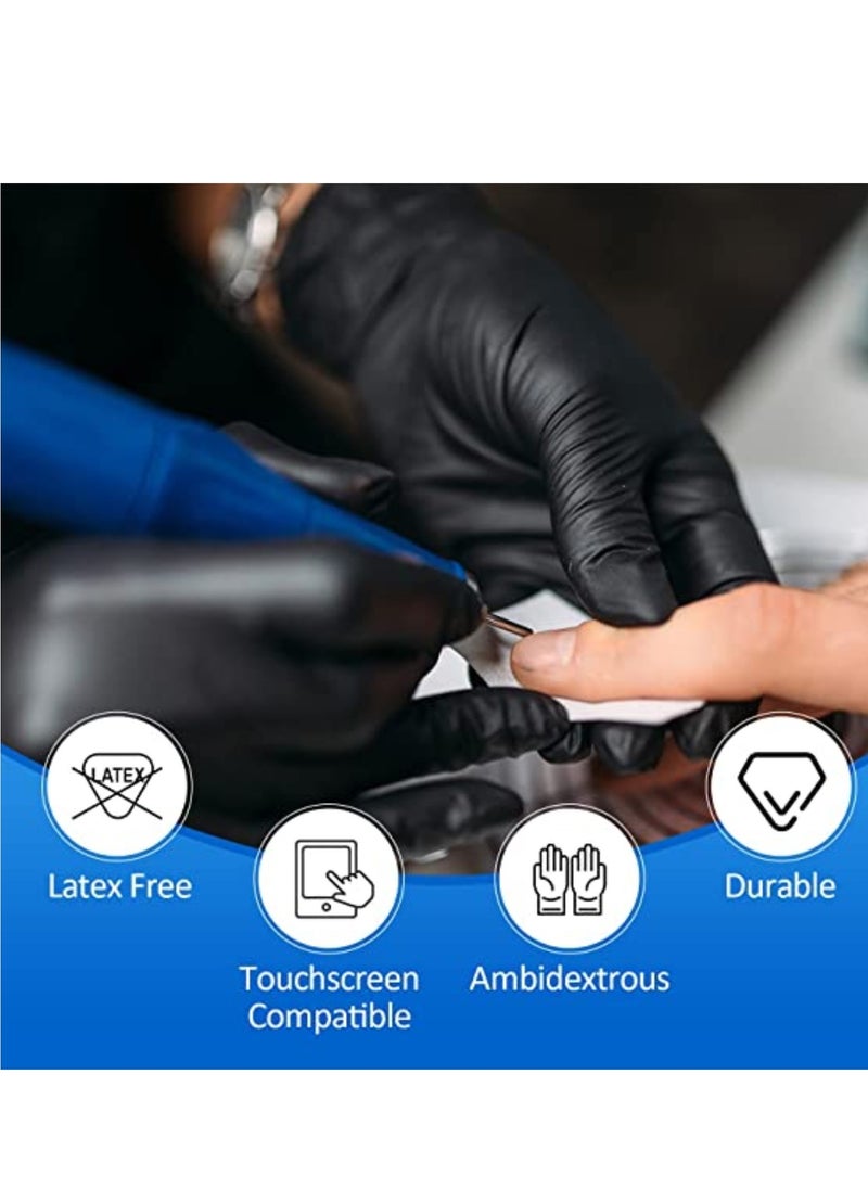 Zalcoon Zalcoon Nitrile Exam Gloves, Black, Powder Free, Latex Free, Best for Restaurant, Saloon, Kitchen, Cleaning, Food Prep (2 Pack x 100 Pieces)  - Image 3
