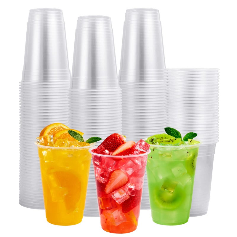 FOCUSLINE 200pack 16 oz Clear Plastic Cups Disposable  Plastic Clear Cups Disposable  DrinkIng Cup for Water  Juice  Soda  Ice Coffee - Image 1
