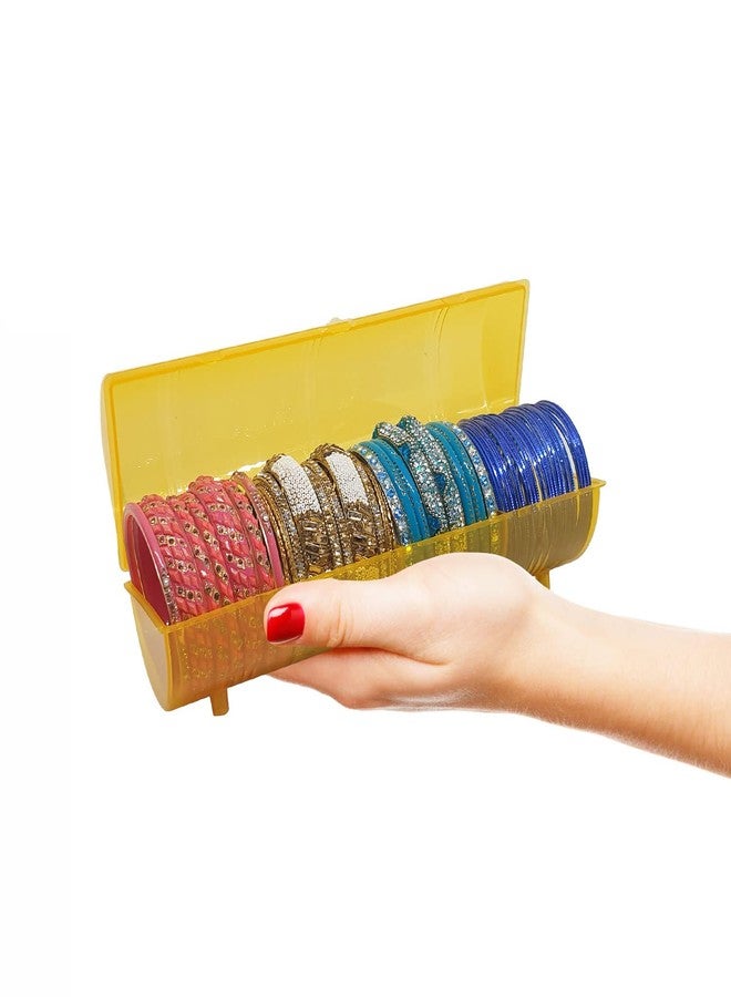 Reyal Plastic Bangle Box with 4 Partition for Woman Chudi Set Storage Organizer Jewellery Storage Box for Bangles Bracelet,Transparent Premium Random Colors - Image 5