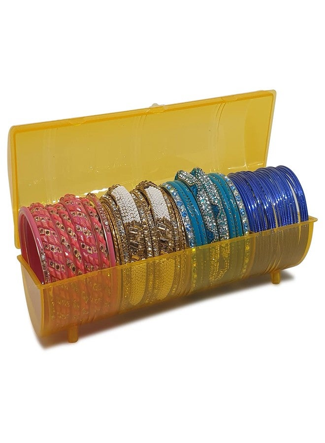Reyal Plastic Bangle Box with 4 Partition for Woman Chudi Set Storage Organizer Jewellery Storage Box for Bangles Bracelet,Transparent Premium Random Colors - Image 3