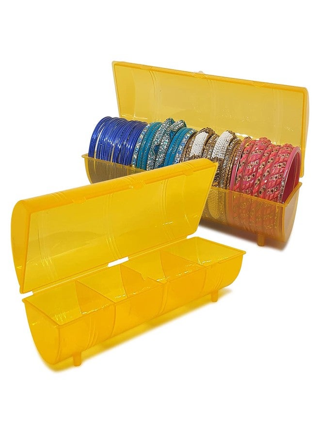Reyal Plastic Bangle Box with 4 Partition for Woman Chudi Set Storage Organizer Jewellery Storage Box for Bangles Bracelet,Transparent Premium Random Colors - Image 1