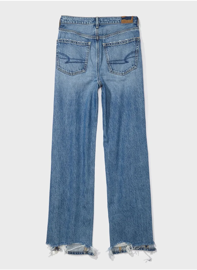 American Eagle Ripped High Rise Stright Jeans