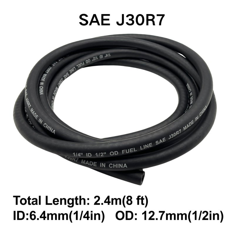 YGQ 1/4" ID Fuel Hose Line Braided NBR Rubber Tubing 8 Feet for Automotives Generator Lawn Mower with 10 Clamps (6.4mm ID) - Image 3