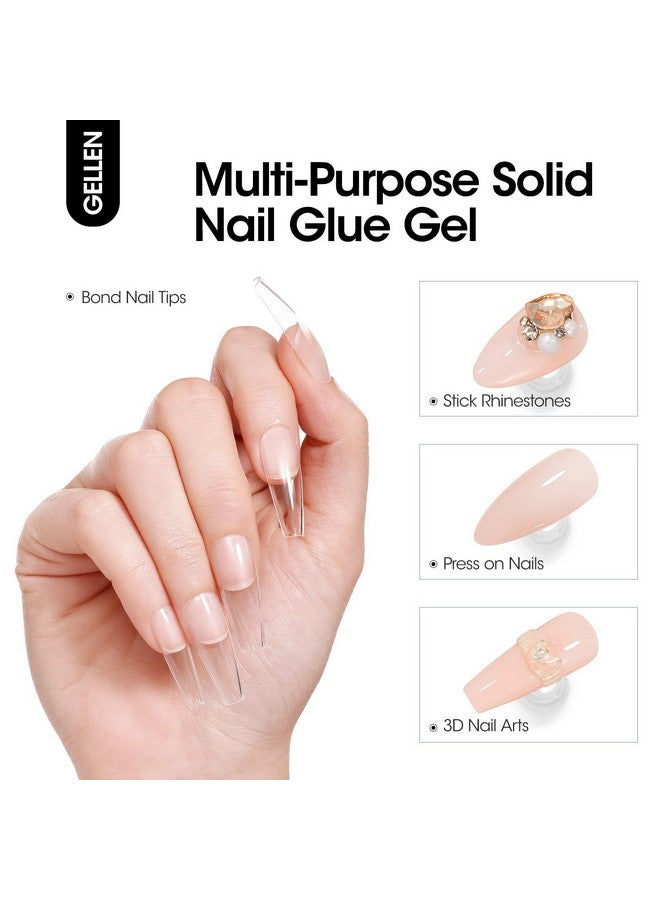 Gellen Solid Gel Nail Glue With 60Ml Nail Glue Remover Set 15G Solid Nail Glue Gel For Press On Nails Acrylic Nails Soft Gel Nail Tips Glue Remover Uv Lamp Gel Glue For Nails - Image 2